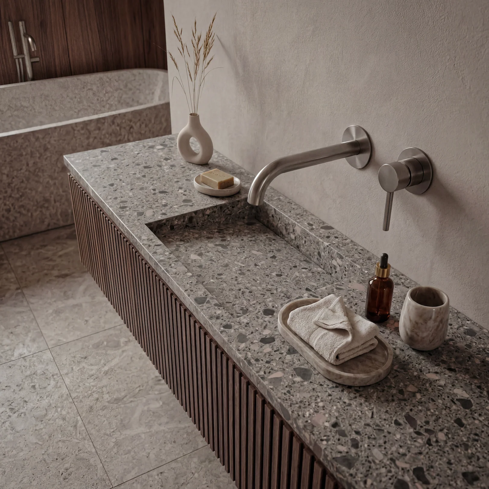 Mitigeur encastré acier brossé